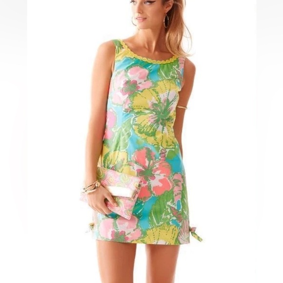 Lilly Pulitzer DELIA Shift Dress SHORELY Blue Big Flirt Pink Green Blue size 8 - Picture 15 of 16